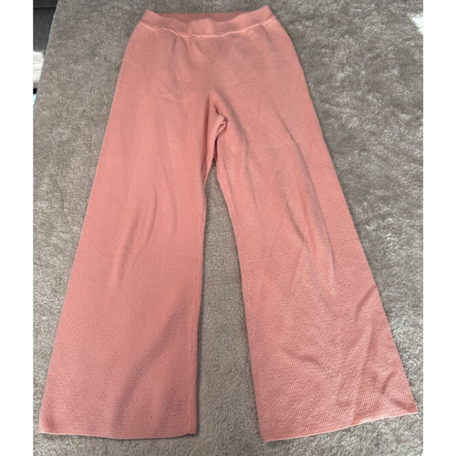 Blush Pink Knit Short Sleeve Henley Sweater Pants Matching Lounge Set Womens L - Picture 4 of 7