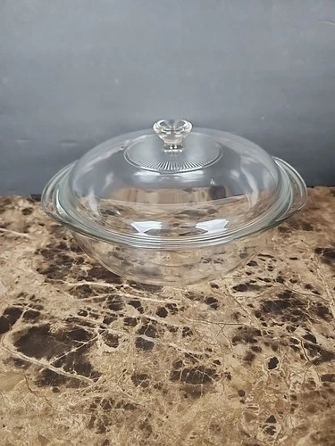 Vintage Pyrex 024 Clear Bowl 2 Qt. Round Casserole-Mixing Bowl-with 624C Lid