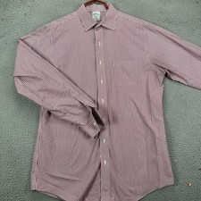 Brooks Brothers Regent Shirt Dress Mens 16.5-6/7 Red Striped Button Up Pocket
