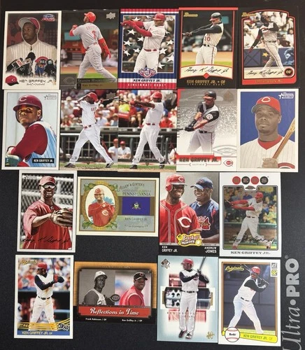Ken Griffey Jr Cincinnati Reds 18 Baseball Card Lot No Duplicates