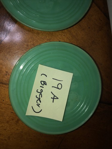 Akro Agate Toy Tea 2 Dishes Green Plates Saucer Mini Plate 4” - Picture 4 of 6