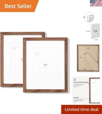 Dual Set of 2 Lightweight Dark Oak Picture Frames - Wall & Tabletop Display