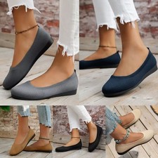 ✨Womens Ballet Dolly Pumps On Ladies Shoes Size Light Ballerina Flat Casual Slip