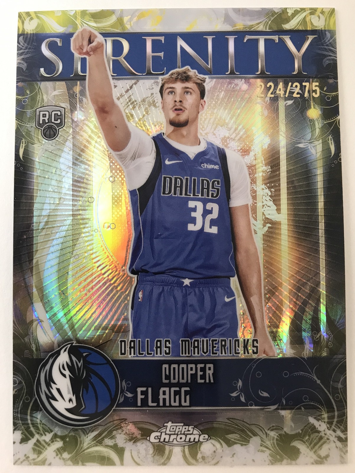 2025-26 Topps Chrome Cooper Flagg #SY-11 Rookie Serenity Yellow /275 Mavericks