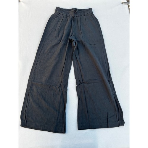 Pact Gauze Wide Leg Pants, Black, Slit Hem, Drawstring Waist, Comfy Casual Small - Picture 11 of 11