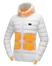 Womens Heated Jacket with Battery Pack 12V 20000mAh - Lightweight Large White