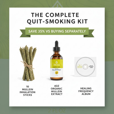 Quit Smoking Naturally Kit - Mullein Sticks + Organic Extract + Frequency Album