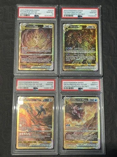 Pokemon Crown Zenith Gold VStar Set of 4 Arceus Giratina Dialga Palkia PSA 10