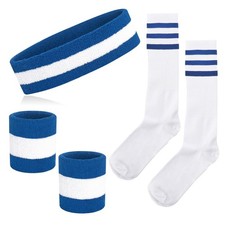 Sweatband Striped Sock Set Sports Headband Wristbands High Tube Socks