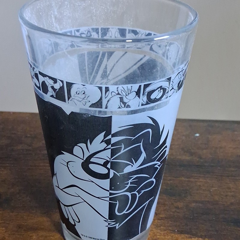 Warner Bros. 1999 Looney Tunes Bugs Bunny & Taz 16oz Glass Cup