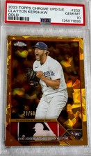 2023 Topps Chrome UPD S/E Clayton Kershaw GOLD # 202 PSA - 10