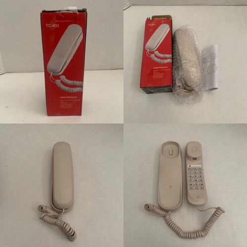 Slimline Phone TC-990 Landline Telephone Corded Push Button Desk Wall Mountable