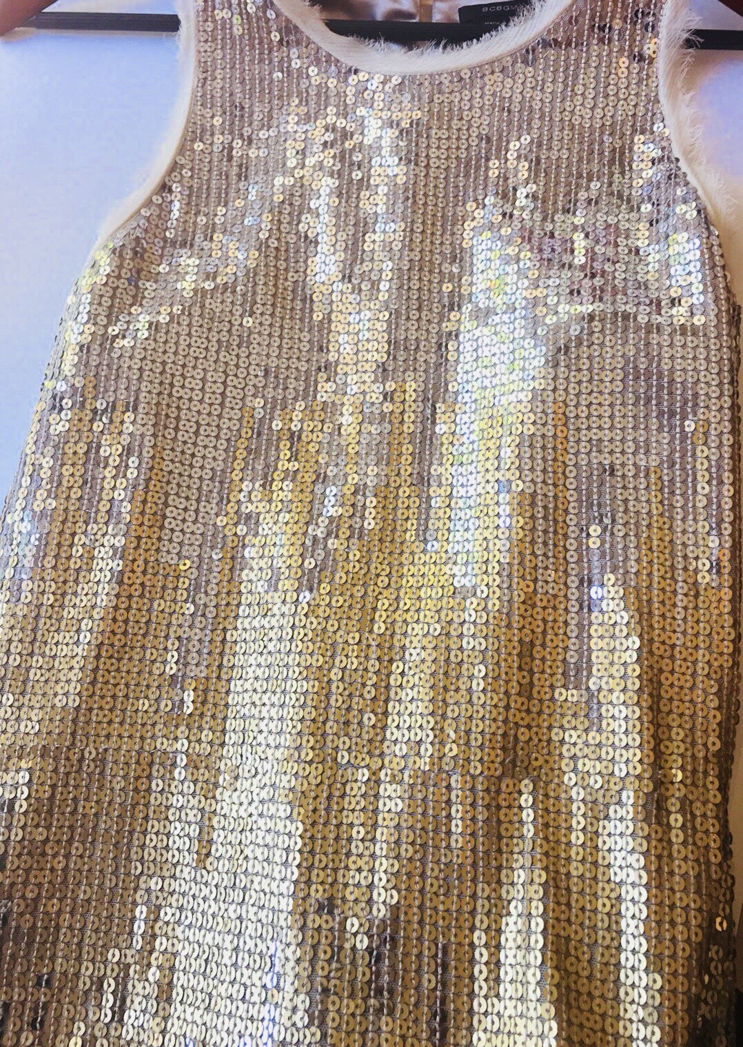bcbg gold sequin dress