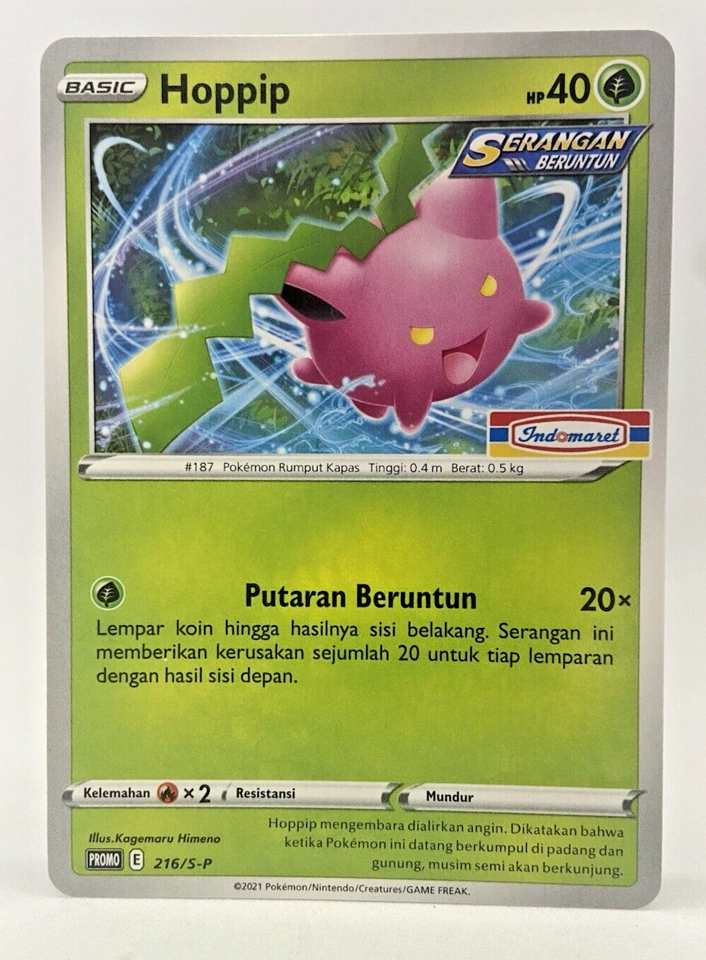 LIMITED Pokemon TCG Indonesia Hoppip Promo 216/S-P Indomaret Stamp