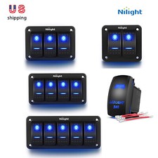 Nilight Aluminum Rocker Switch Panel Toggle Dash 5 Pin for Auto Car Marine Boats