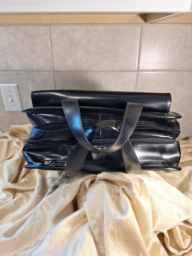 Jack George's Leather Black Rollable Lap Top Holder Work Case Travel Bag - Photo 5/23