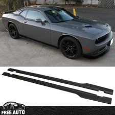 Fits 15-23 Dodge Challenger Primer Side Skirts Diffusers Lips SXT Style Black PP