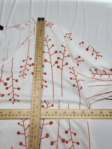 Bon Apple Tea Womens Top 2X Plus Stretch Cherry Print Tie Up Hem 3/4 Sleeve - Picture 12 of 14