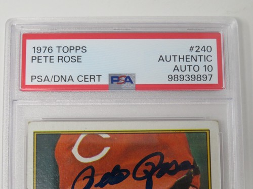 Pete Rose REDS Signed Autograph 1976 Topps Card 240 w/ "76 WS Champ" PSA 10 Auto - Picture 5 of 6