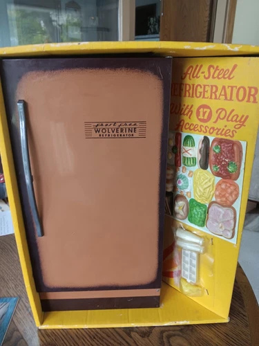 Vintage 1960's Wolverine Toy Tin Refrigerator in original box never opened RARE