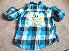 Upcycled Repurposed Flannel Shirt Kids Size M 8 Puppys in Car Applique