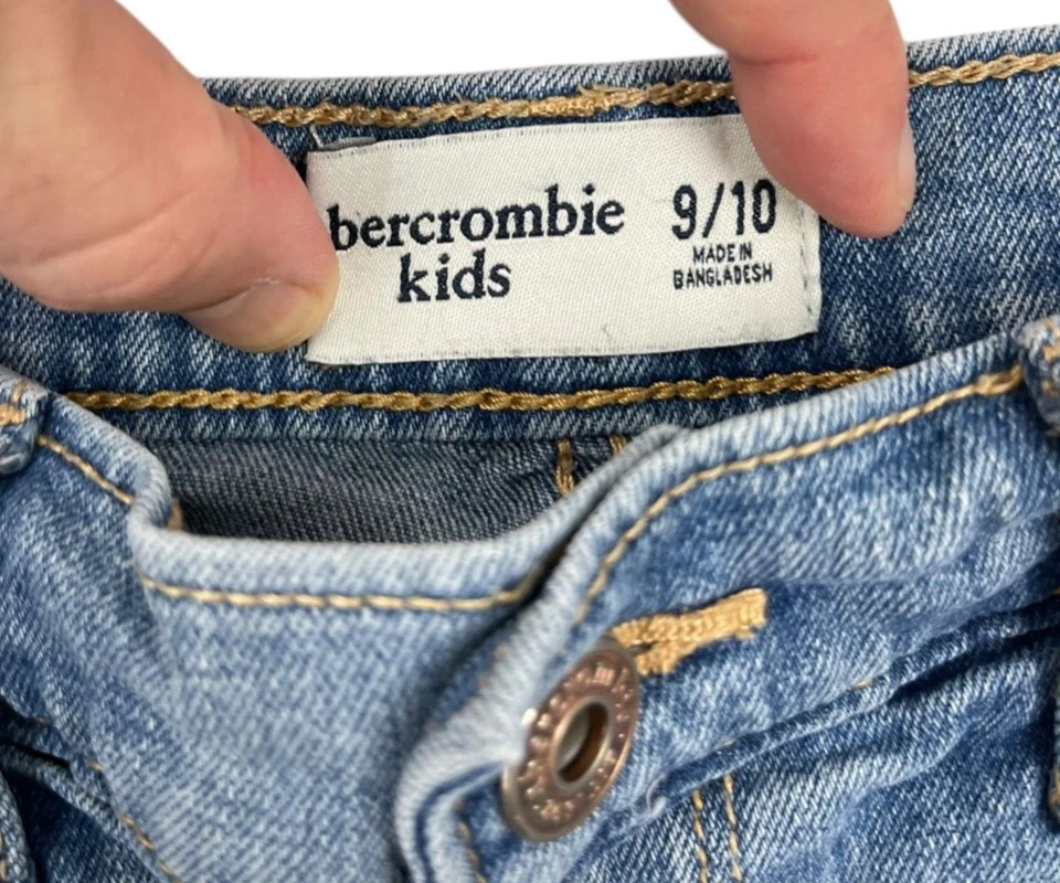 Abercrombie Niños Niñas Azul Denim Envejecido Flecos Dobladillo 9/10 Foto 3 de 3