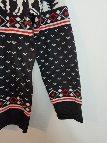 Missky Kids Holiday Sweater Black/White/Red Reindeer Print XXL - Picture 3 of 11
