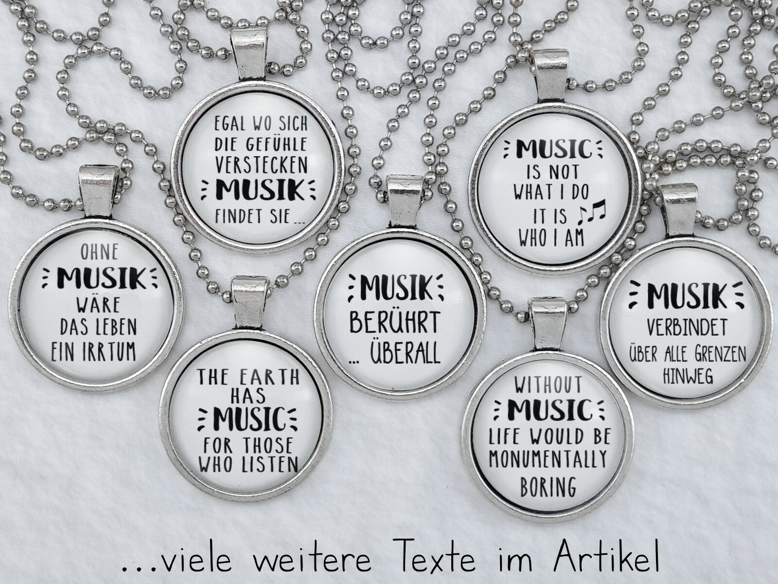 Spruchkette by Perletta 20 Texte rund um die Musik Musiknoten Kette mit Anhänger