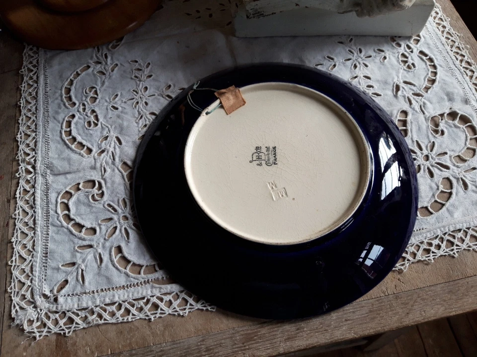 1 assiette ancienne faïence Choisy le Roi bleu de Sèvres Arc de triomphe - Photo 4/4