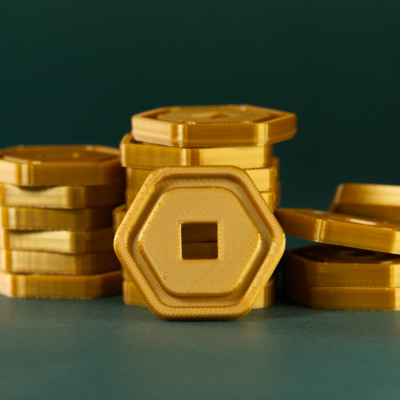 5 Gold Robux Tokens - 3D Print Replica Coin - Roblox Prop, Gift ...