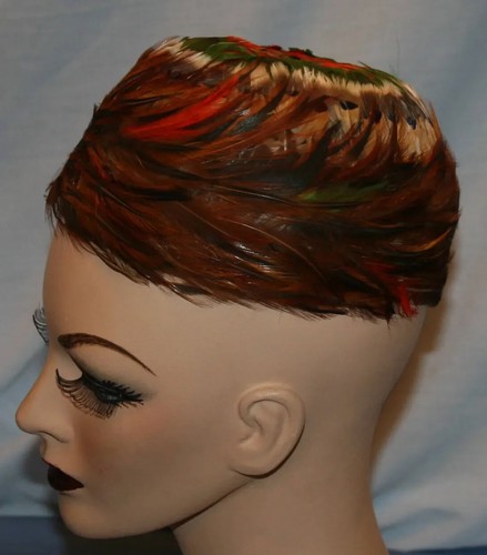 Vtg Hat Womens Cloche Ranleigh Clapper Pin Up Pillbox Kentucky Derby Feathers - Picture 2 of 5