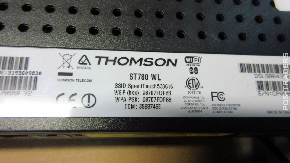 Thomson ST780 WL Modem/Router ADSL2+ 802.11g VOIP 4-Ports 10/100 - INCL PSU - Image 3 of 3