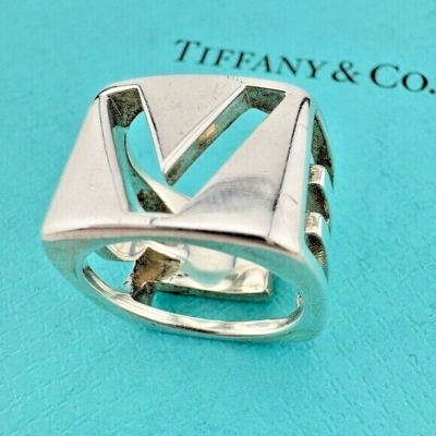Tiffany & Co. Sterling Silver Size 6 Square Stencil LOVE Era Ring