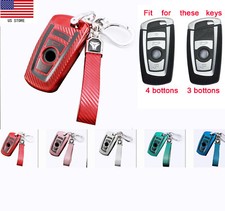 Car Key Case Cover Keychain Carbon Fiber For BMW 1 3 5 7 Series X1 X3 X5 F10 F48