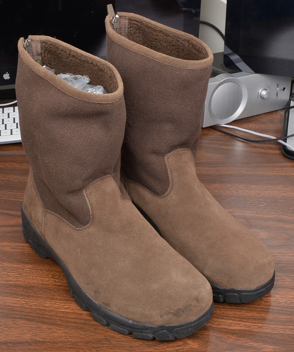 LANDS END 93159 MENS 11D ZIP UP BROWN SUEDE MICROFIBER BOOTS  display picture 1