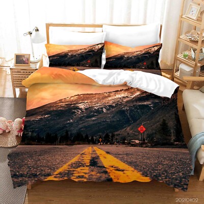 3D Highway Mountain Landscape Quilt Cover Set Bedding Sets Pillowcases Queen