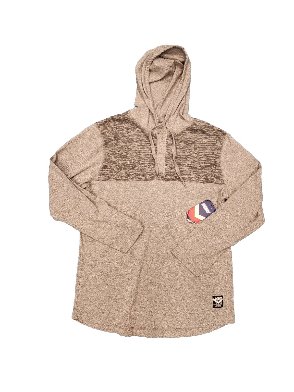 PONY Hoodie Adult Medium Gray Colorblock Henley Sweatshirt Athletic NOS VTG NWT