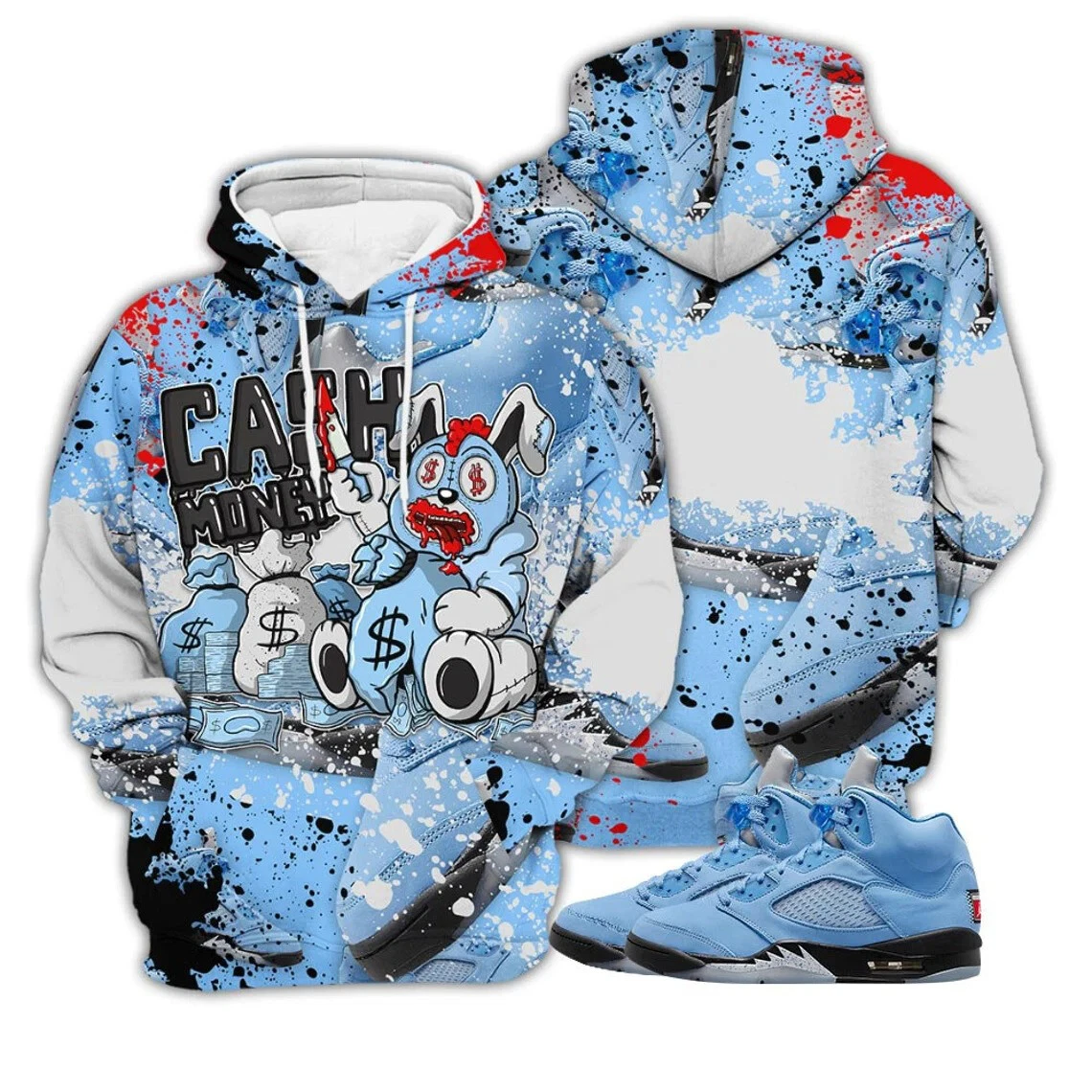 3D Hoodie to Jordan 5 u0026#039;u0026#039;University Blue-UNCu0026#034; Unisex Shirt,  Jordan 5-3D Hoodie | eBay