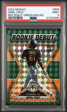 2022 Panini Mosaic #RD-5 Oneil Cruz RC PSA 9 Rookie Debut Green Mosaic Prizm