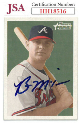Brian McCann signed Braves 2006 Bowman Heritage Baseball  On Card  Auto #126 JSA