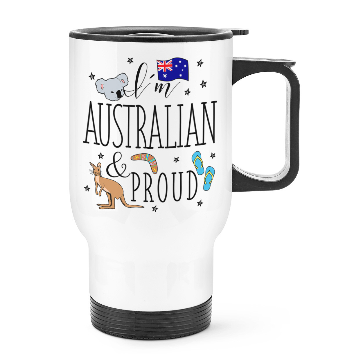 I'm Australian And Proud Travel Mug Cup With Handle - Funny Australia Thermal