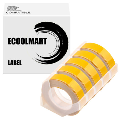 5PK Yellow Rolls Label Tape for Dymo 3D Embossing Label Maker Tape 9mm x 3m