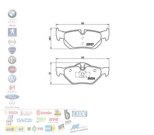 PASTIGLIE FRENO POSTERIORI BMW SERIE 1 E81 3 E90 X1 E84 510008 - Foto 1 di 4