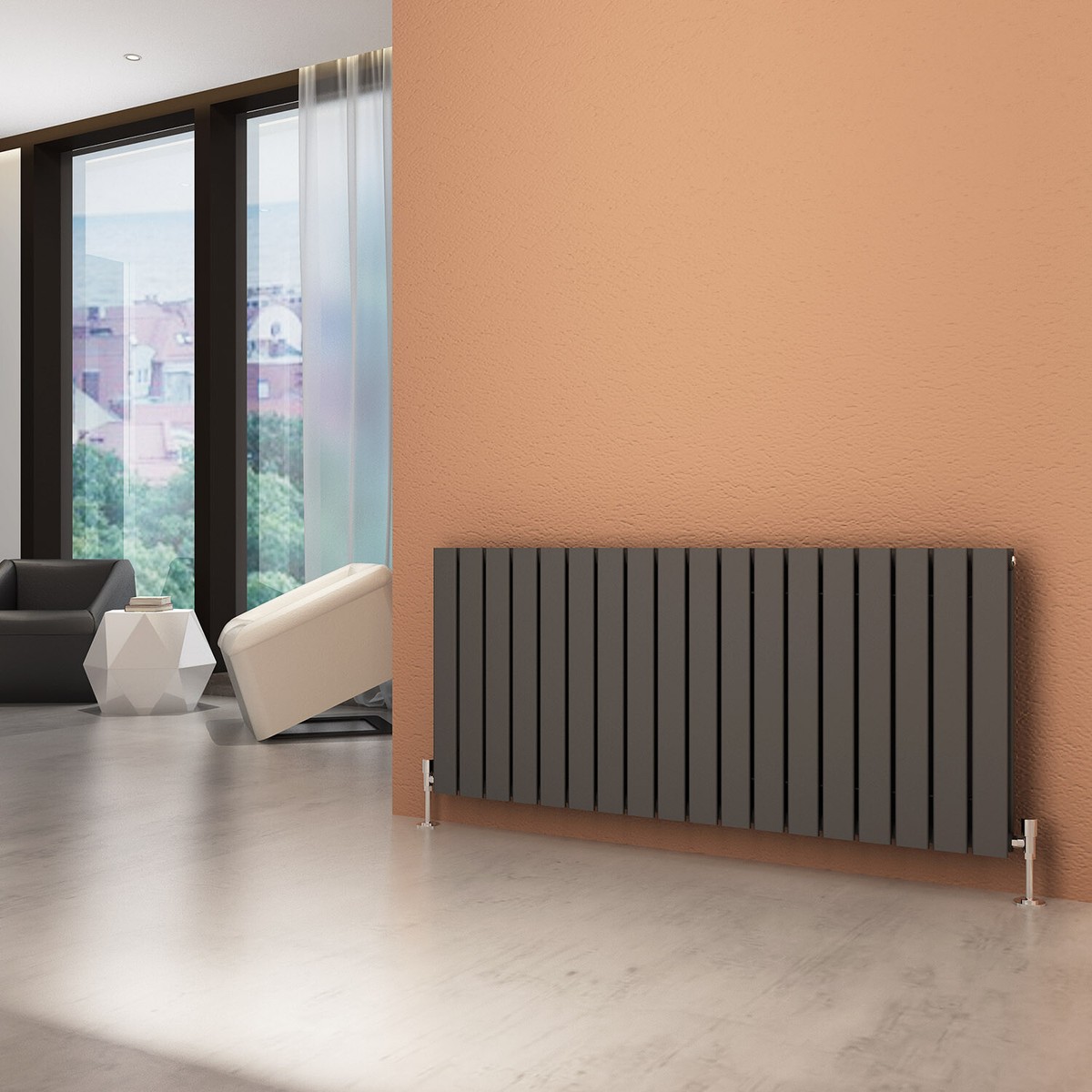 Horizontal Radiator Double Anthracite Flat Panel Central Heating