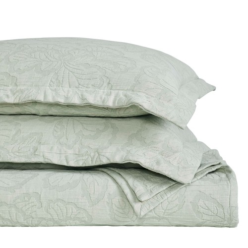 Hibiscus Cotton Medium Weight Matelasse Woven Floral Bedspread Set - Picture 32 of 45