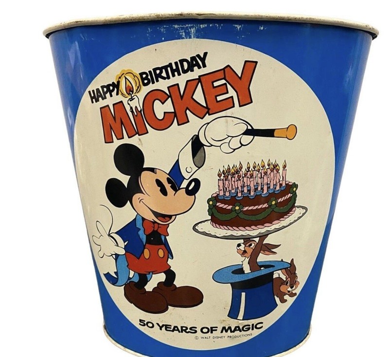 Vintage Disney Productions 50 Years of Magic Happy Birthday Mickey Tin Can