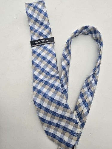 NAUTICA 100% Silk Tie Men's Blue White Necktie NEW #J - Picture 7 of 7