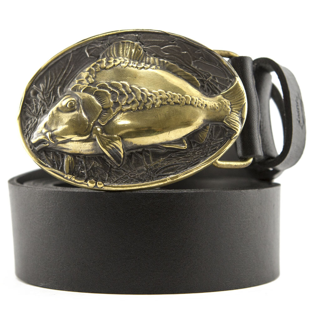 Leather belt with brass buckle Carp, Fisherman Carp, fisherman