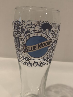 Blue Moon Tall Pilsner Beer Glass DENVER CO. Graphic