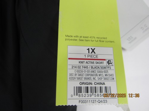 Women's All In Motion Plus Size Active Knit Seamless Skort Black 1X - Picture 5 of 13